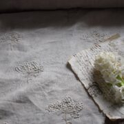 Hand Embroidered French Knot Cow Parsley on Floppy Natural Linen - Image 4
