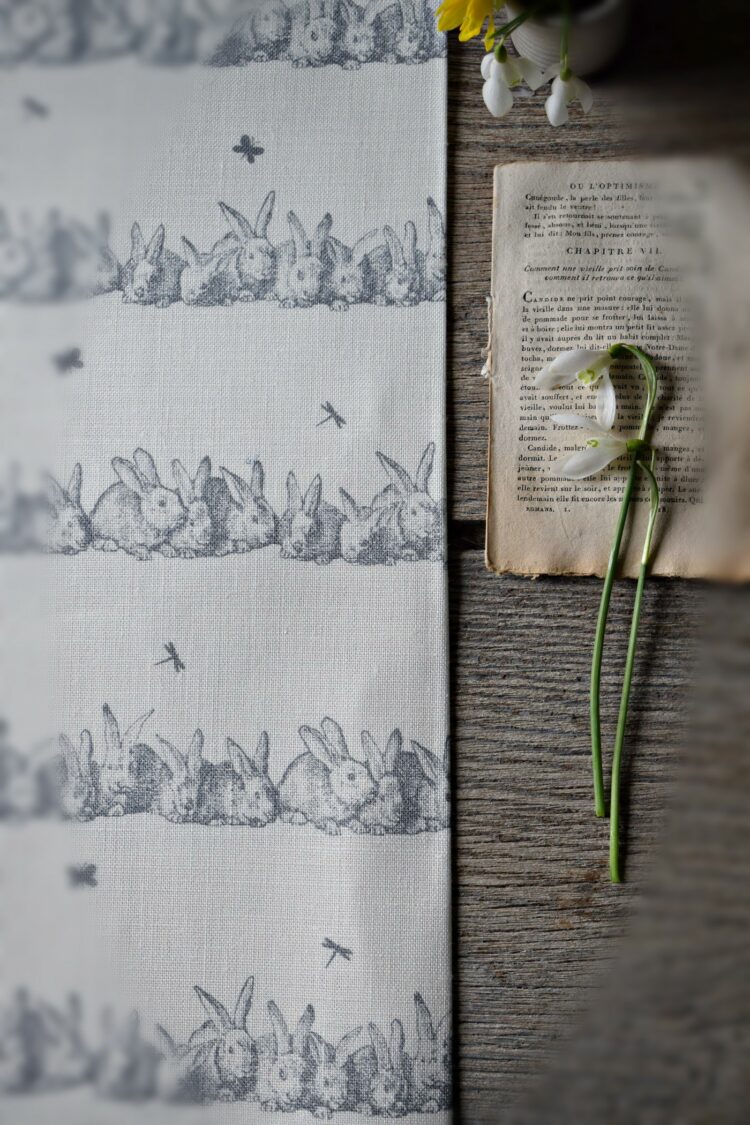 Hip Hop ~ Storm Grey on White Linen