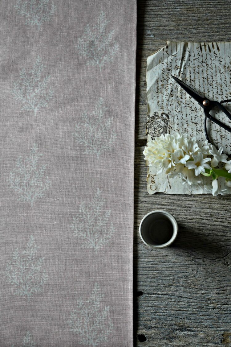 Olivia ~ Andalucian Pink Background on Stone Linen