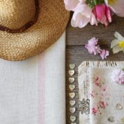 The Capri Stripe ~ French Blossom on Grainsack Linen - Image 3