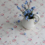 Giardino ~ Rose, Thyme & Forget Me Not Blue on Cream Linen * - Image 3