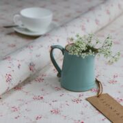 Giardino ~ Rose, Thyme & Forget Me Not Blue on Cream Linen * - Image 4