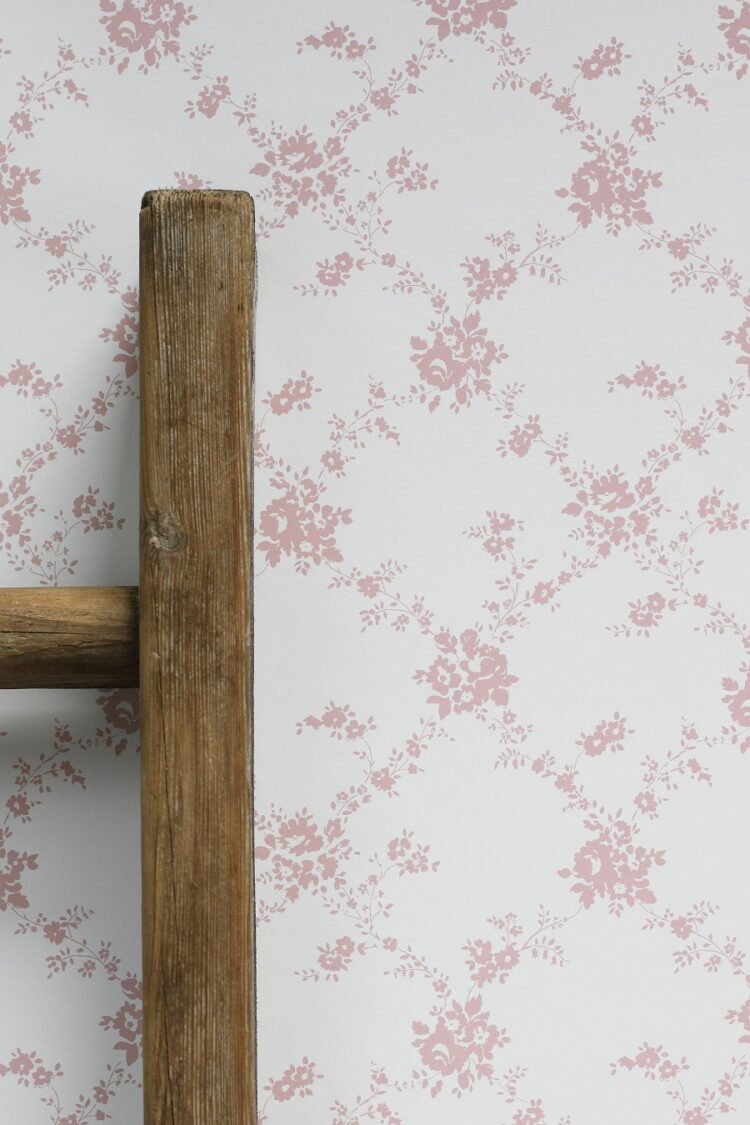 Giardino Blush Pink on White Wallpaper