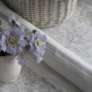 Xanthe Grande ~ Opal Blue and Donkey Greys on White Herringbone - Image 2