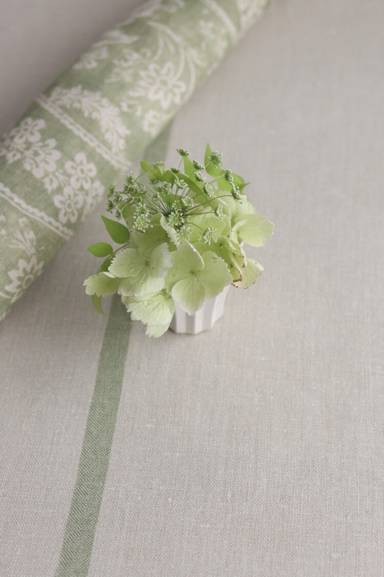 The Capri Stripe ~ Faded Basil on Grainsack Linen