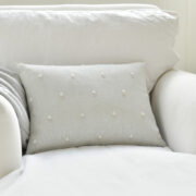 Pienza Hand Embroidered Sprigs ~ Stone/Ivory on Grey Linen - Image 7
