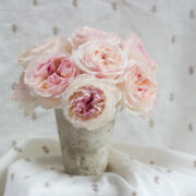 Pienza Hand Embroidered Sprigs ~ Stone/Natural on Oyster White Linen ON SALE £95pm - Image 2