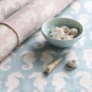 Seahorses ~ Squid Ink Blue Background on Cream Linen * - Image 4