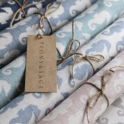 Seahorses ~ Squid Ink Blue Background on Cream Linen * - Image 2