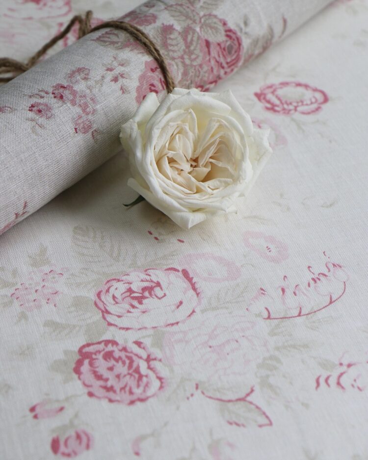 Peony & Sage Bella Rosa on Ivory Linen