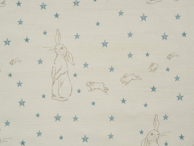 Rabbit All Star ~ Strong Blue Stars on White Linen Union