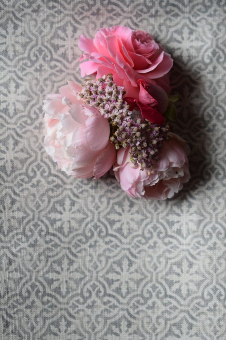 Lakshmi ~ Small Dark Grey Blotch on Cream Linen *