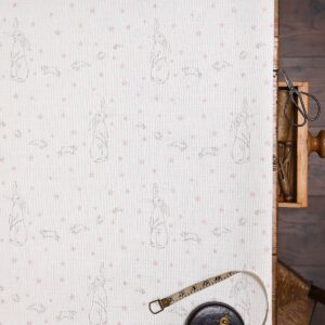 Rabbit All Star ~ Pink Stars on White Linen Union