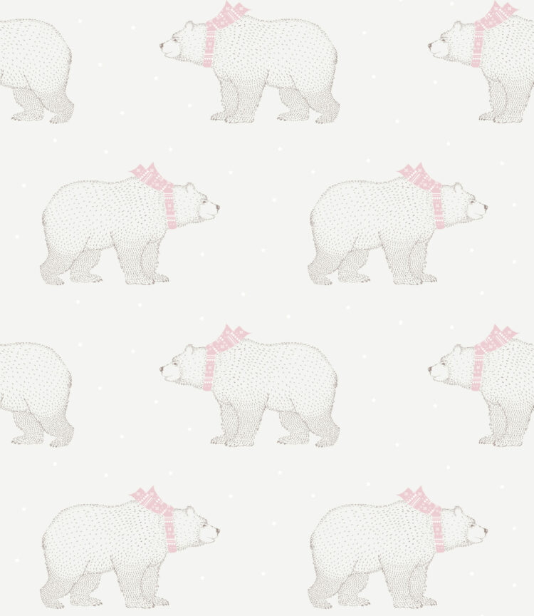 Bears Wallpaper Pink On Stone With White Stars discontinued (can still print if required)