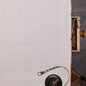 Skinny Pinstripe REVERSED ~ Mulberry Pink on Cream Linen