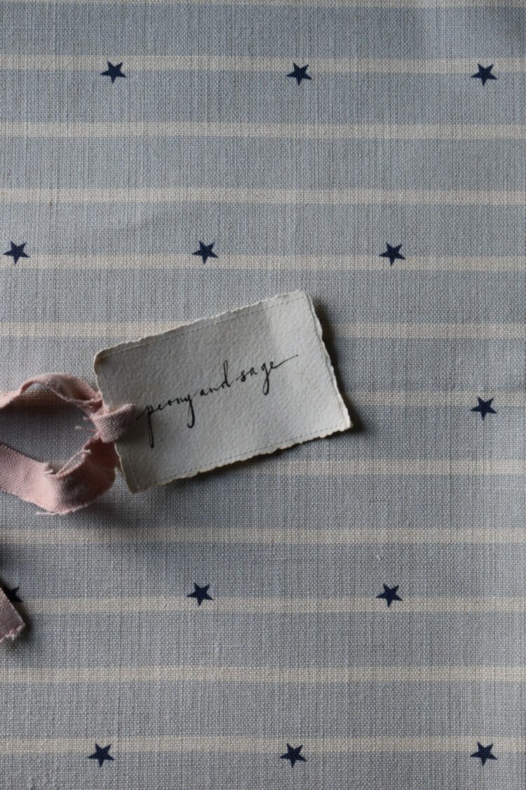Stars and Stripes ~ Sky & Navy on Cream Linen **