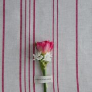 French Ticking ~ Jemima Red solid on Smart Cream Herringbone - Image 2