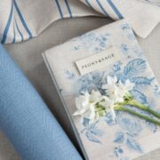 Mia ~ Porcelain Blues on Stone Linen (Available on white upon request) - Image 2