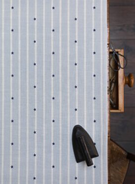 Stars and Stripes ~ Sky & Navy on Cream Linen