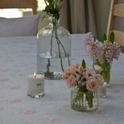 Charlotte Grande ~ Soft Pinks Vintage on Cream Linen - Image 3