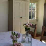 Charlotte Grande ~ Soft Pinks Vintage on Cream Linen - Image 4