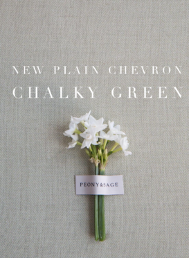 Peony & Sage Plain Chevron Linen Chalky Green