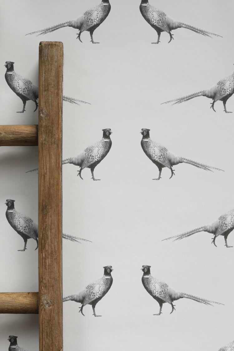 Country Pheasant Wallpaper Classic Grey