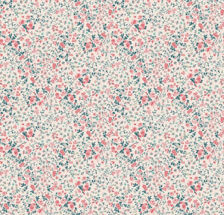 Ditsy Delilah {Tiny} ~ Teal and Peach Wallpaper