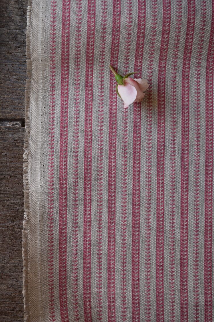 Charente Stripe ~ Ruby on Stone Linen