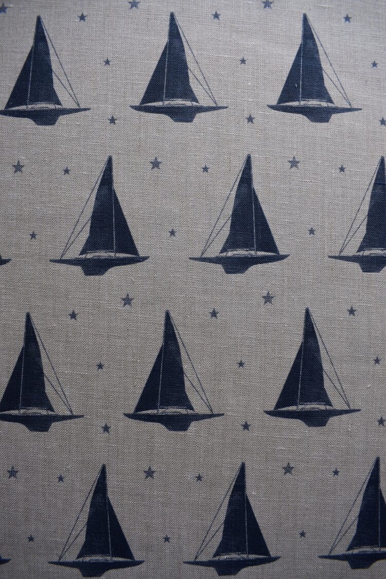 Yacht Club ~ Squid Ink Blue on Stone Linen