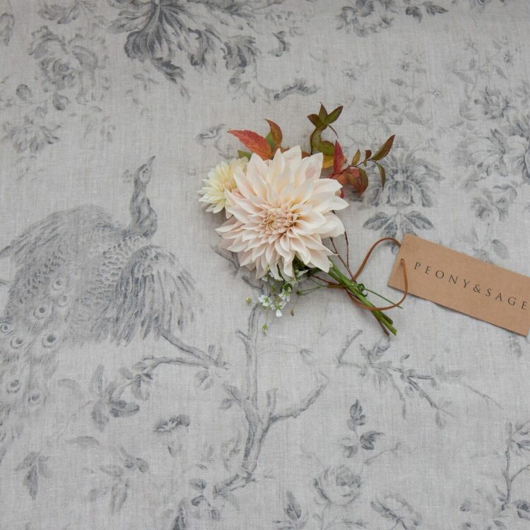 Giselle Petit ~ Weathered Grey on Cream Linen