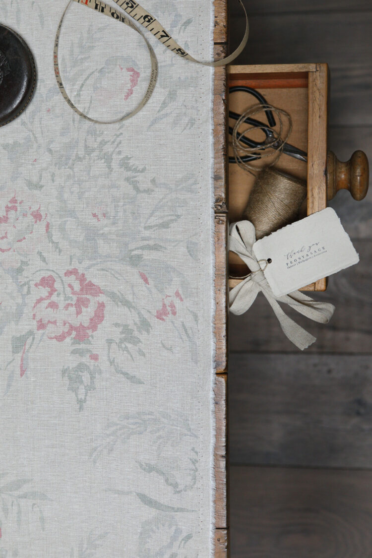 Lozere ~ Peony & Vert on Stone Linen*