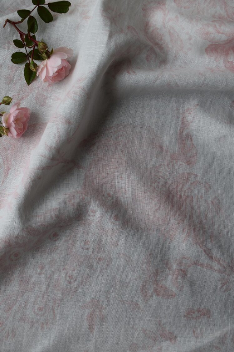 Giselle Grande ~ Powder Pink on New White Linen