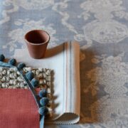 Provence Stripe Weathered Blue and Rust on Grainsack - Image 3