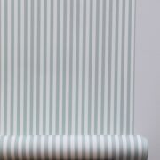 Chelsea Stripe Starling Egg Blue on White Wallpaper - Image 4