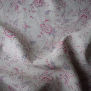 Demelza ~ Ruby & Blue Gray on Stone Linen*