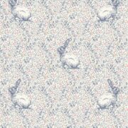 Delilah's Rabbit ~ Slate Blue and Lime Wallpaper CREAM BACKGROUND - Image 3