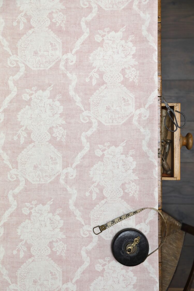 Greta ~ Mulberry Pink on Cream Linen