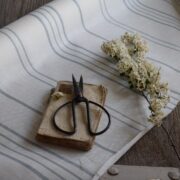 French Ticking ~ Rain on Luxurious Oyster White Herringbone Linen - Image 4