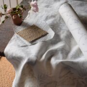 Lozere GRANDE~ Dusky Blues on Pure White Linen - Image 4