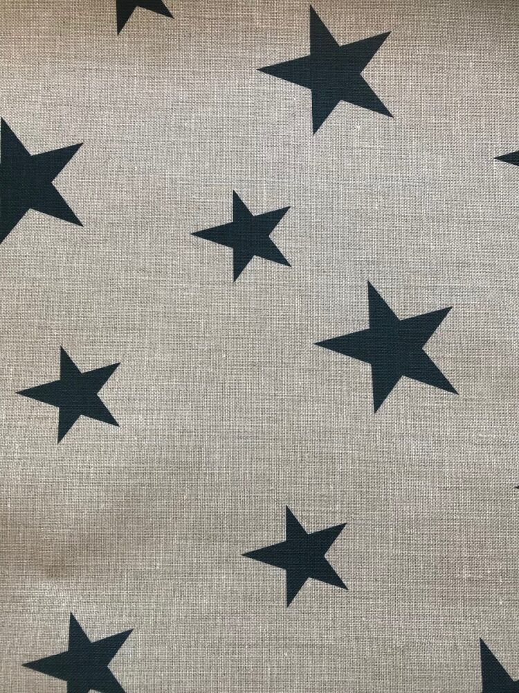 Midi Stars  ~ Petrol Blue on Stone Linen