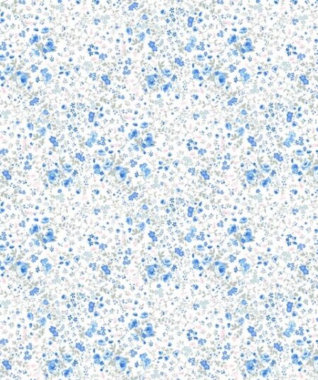 Ditsy Delilah Tiny ~ Cornflower Blue Wallpaper - Peony & Sage