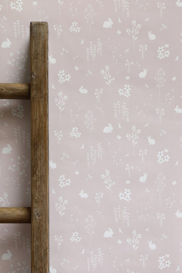 Summertime Wallpaper in Poppy Pink (Matches Pale Pink Icing Fabrics)
