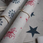 Mini Vintage Cowboys ~ Stag Red on Stone Linen - Image 2