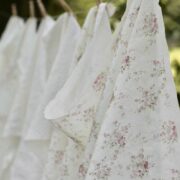 Hattie II Grape and Basil ~ on NEW White Linen - Image 4