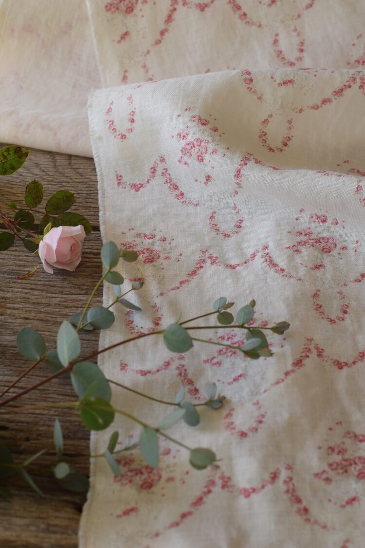 Tallulah Pomegranate on Vintaged Oyster White Linen