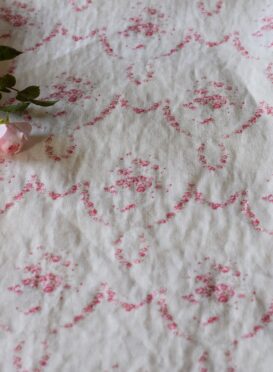 Tallulah Pomegranate on Vintaged Oyster White Linen