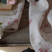 Bea in Pomegranate & Sage on Vintaged Cream Linen - Image 2