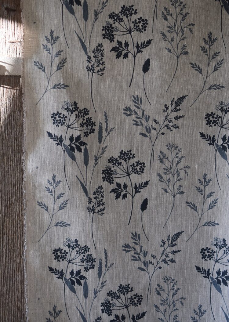 Midi Wild Grasses & Cow Parsley ~ Mussel Blues on Dune Linen