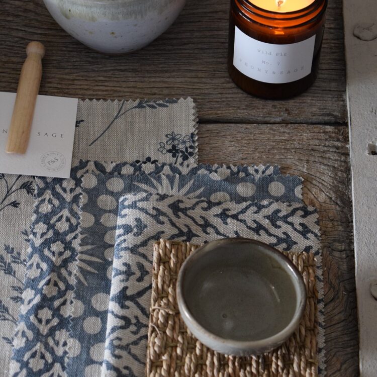 Midi Wild Grasses & Cow Parsley Mussel Blues on Dune Linen Peony & Sage